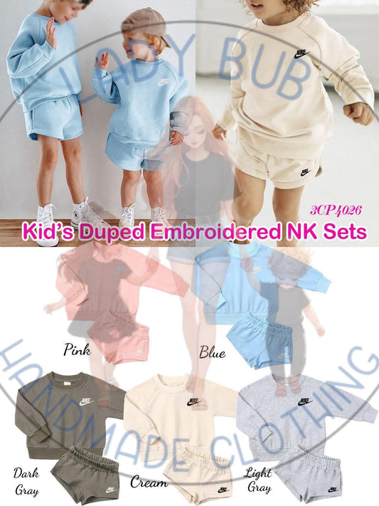 Kids Embroidered Swoosh Crew Sets